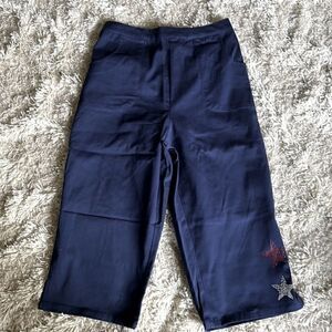 Quacker Factory navy blue capris with star beaded detail size large NEW